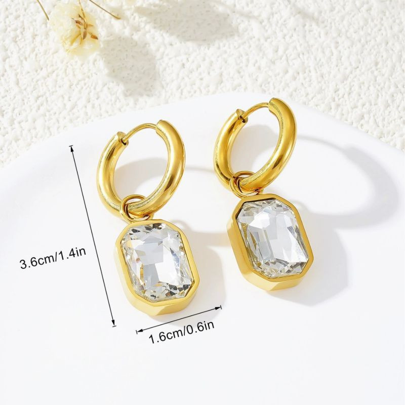 Серьги-кольца с дымчатыми кристаллами CJN84845 Серьги-кольца с дымчатыми кристаллами CJN84845