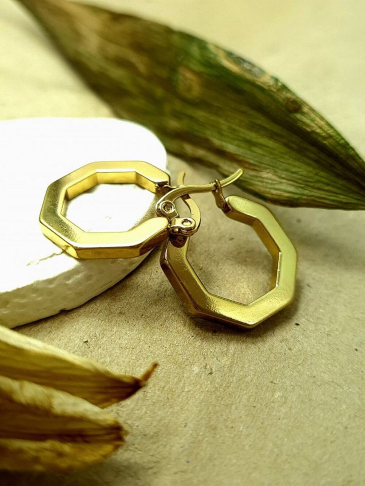 Граненые серьги-кольца конго восьмиугольной формы J10278CJJ