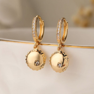 Серьги-кольца с рельефными дисками N99092 Серьги-кольца с рельефными дисками N99092