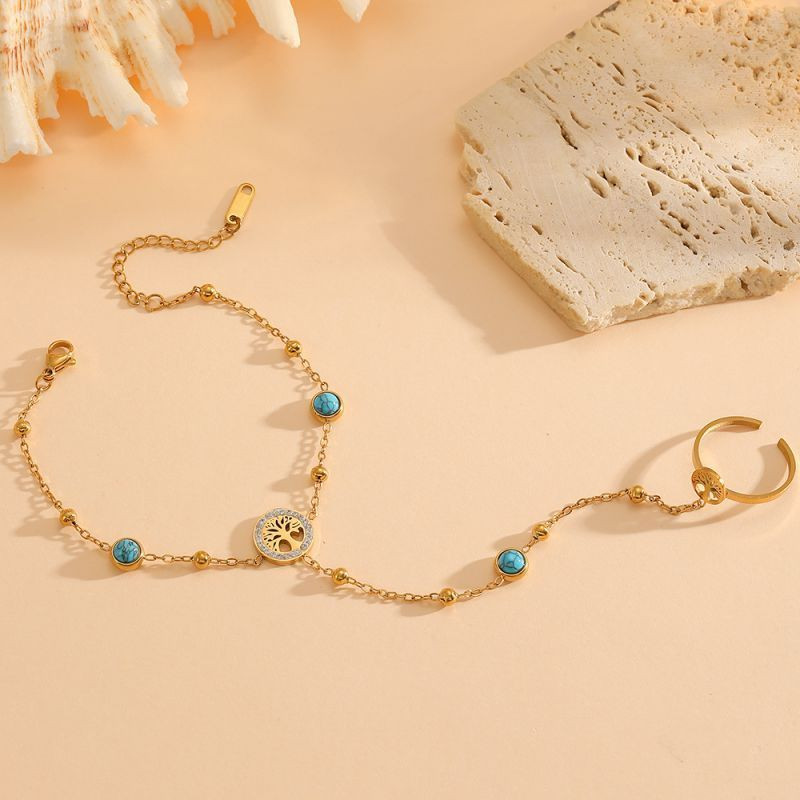 Браслет слейв небесная бирюза с золотыми звездами