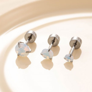 Одиночная серьга-пусет для пирсинга (белый опал) CJH16207 Одиночная серьга-пусет для пирсинга (белый опал) CJH16207