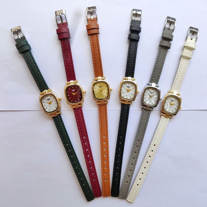 Коричневые женские часы с золотистым корпусом и золотистым овальным циферблатом в стиле харадзюку CJX85671