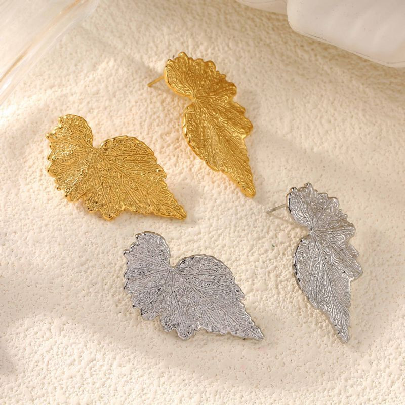 Серьги-пусеты Листья фактурные CJL74200 Серьги-пусеты Листья фактурные CJL74200