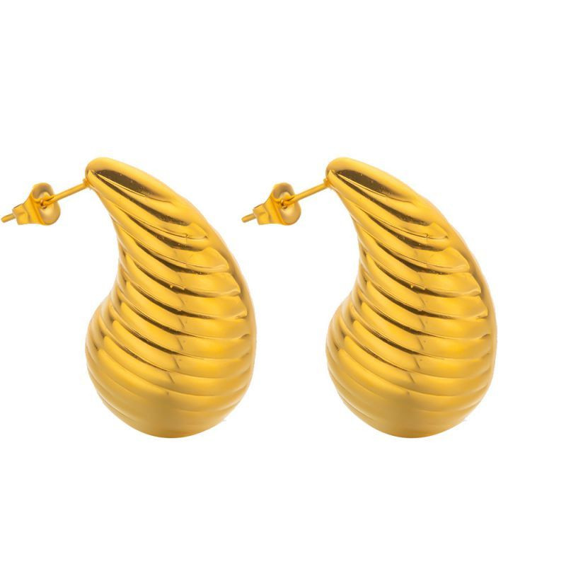 Серьги-пусеты Капли дутые массивные глянцевые CJL30525