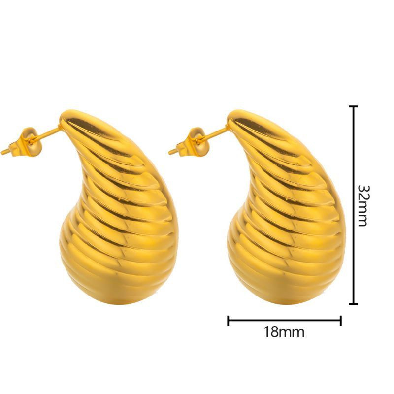 Серьги-пусеты Капли дутые массивные глянцевые CJL30525