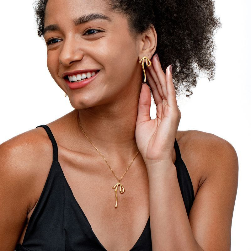 Золотистое колье-галстук с каплей CJN91851