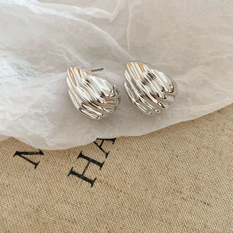 Трендовые серьги-пусеты фактурные овалы CJP44914