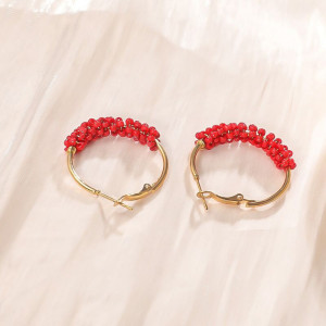 Серьги-кольца с отделкой бисером CJH51007 Серьги-кольца с отделкой бисером CJH51007