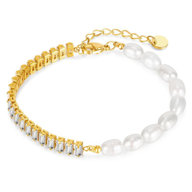 Браслет комбинированный с жемчугом и кристаллами CJP78797
