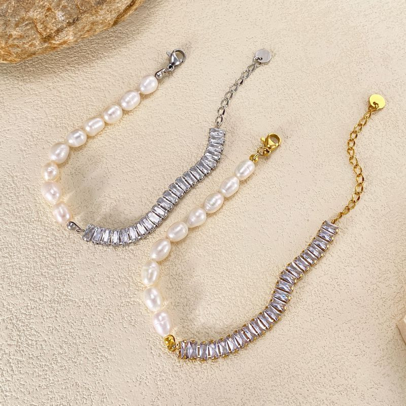 Браслет комбинированный с жемчугом и кристаллами CJP78797