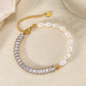 Браслет комбинированный с жемчугом и кристаллами CJP78797