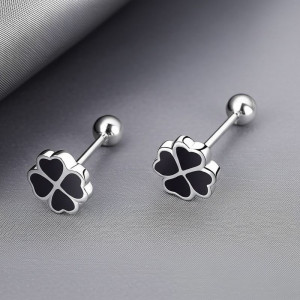 Серьги медь с напылением платиной клевер 1J11949CJJ