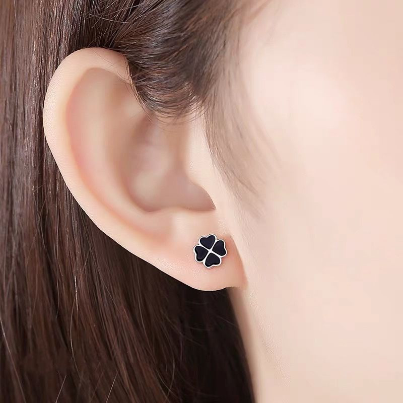 Серьги медь с напылением платиной клевер 1J11949CJJ