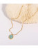 Стальная цепочка с напылением золотом с овальным кулоном и зеленой вставкой J10081CJJ