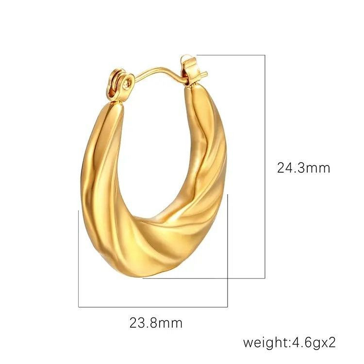 Стальные серьги-булавка с напылением золотом закрученная подкова J10279CJJ