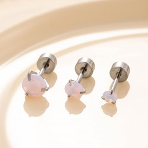 Одиночная серьга-пусет для пирсинга (розовый опал) CJH16210 Одиночная серьга-пусет для пирсинга (розовый опал) CJH16210