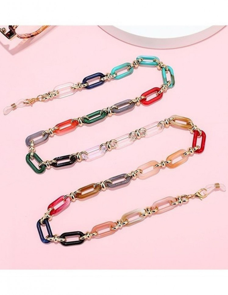 Цветная цепочка для очков с бусинами под натуральный камень S06503MSK Цветная цепочка для очков с бусинами под натуральный камень S06503MSK