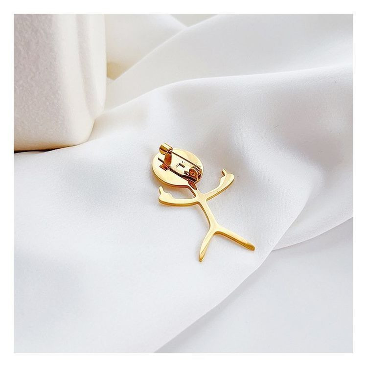 Брошь Медицинская сталь с напылением золотом J11077CJJ