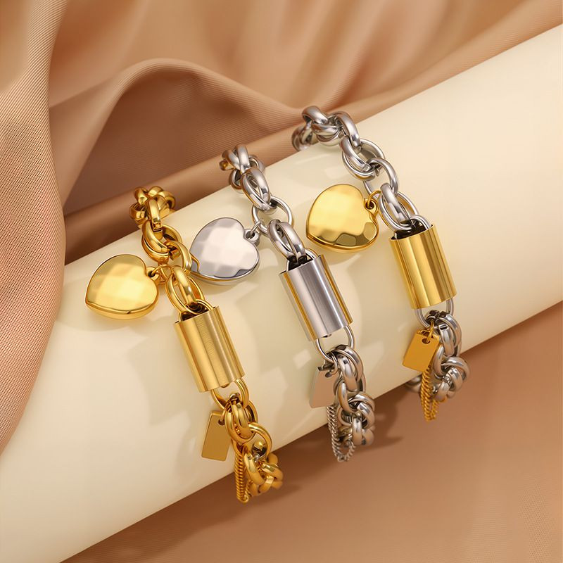 Браслет-цепочка комбинированный с цилиндрическими звеньями CJR62036