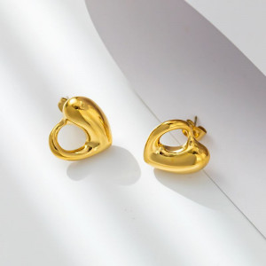 Серьги-пусеты Сердца контурные дутые CJL30325 Серьги-пусеты Сердца контурные дутые CJL30325