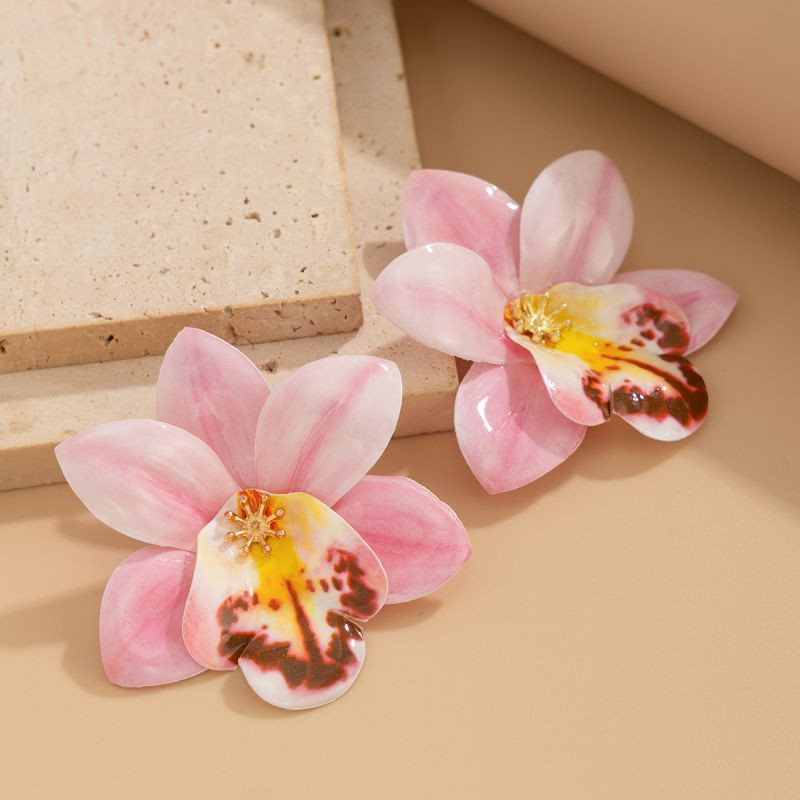 Яркие серьги-пусеты оранжевые лилии CJN79273