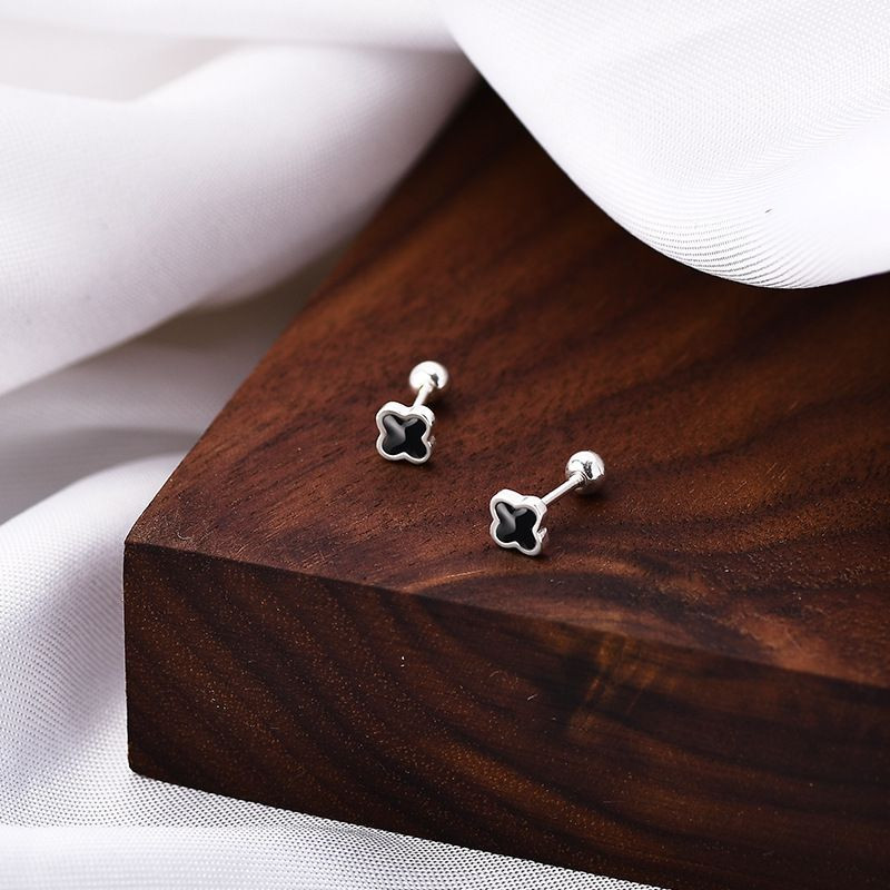 Серьги-гвоздики клевер чёрные 1J11950CJJ