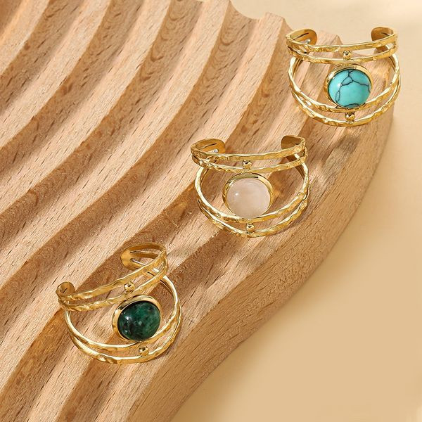 Двойное кольцо с подвеской в виде тигрового глаза CJL47050