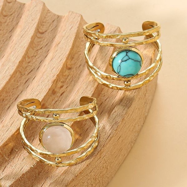 Двойное кольцо с подвеской в виде тигрового глаза CJL47050