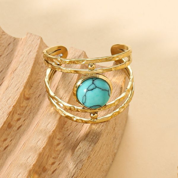 Двойное кольцо с подвеской в виде тигрового глаза CJL47050