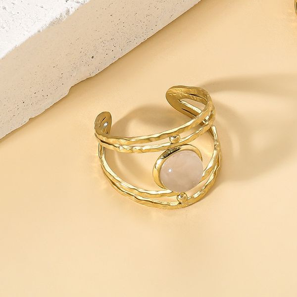 Двойное кольцо с подвеской в виде тигрового глаза CJL47050