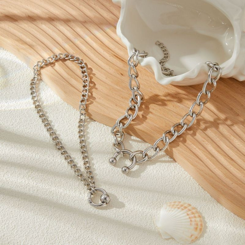 Серебристая цепочка крупного якорного плетения CJG73553