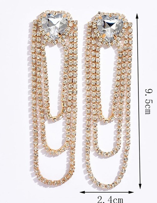 Вечерние серьги с крупным кристаллом и бахромой U94590 Вечерние серьги с крупным кристаллом и бахромой U94590