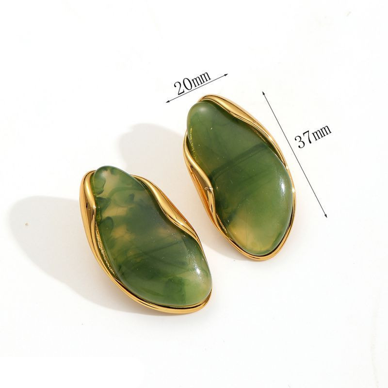 Серьги-пусеты Капли с цветным акрилом CJL88334