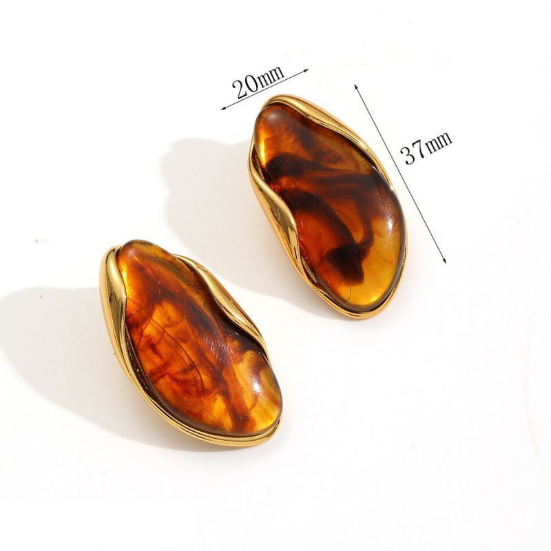 Серьги-пусеты Капли с цветным акрилом CJL88334