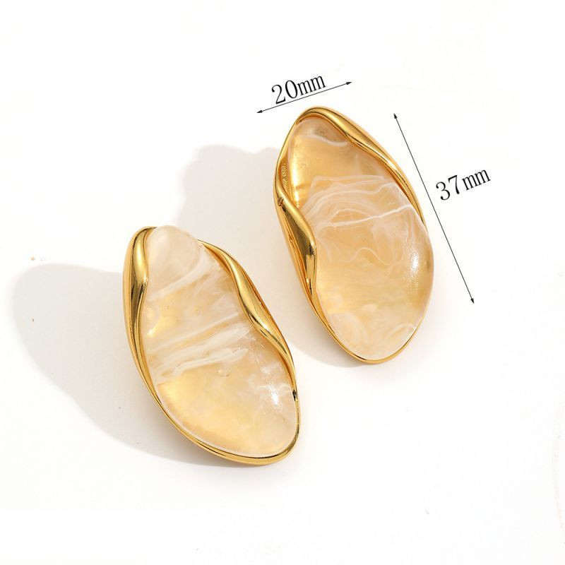 Серьги-пусеты Капли с цветным акрилом CJL88334