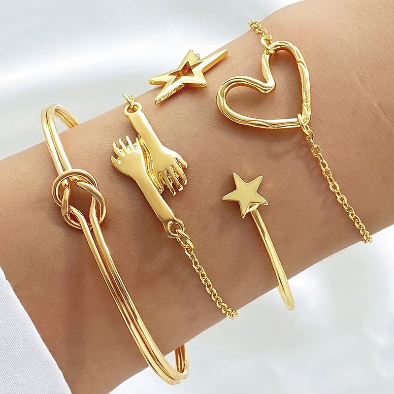 Комплект из 4 браслетов с изумрудными камнями CJD81211