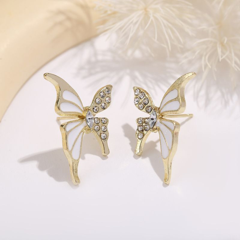 Серьги серебряный гвоздик со стразами бабочки J11558CJJ Серьги серебряный гвоздик со стразами бабочки J11558CJJ