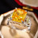 Роскошное кольцо с крупным желтым камнем и инкрустацией CJR56588 Роскошное кольцо с крупным желтым камнем и инкрустацией CJR56588