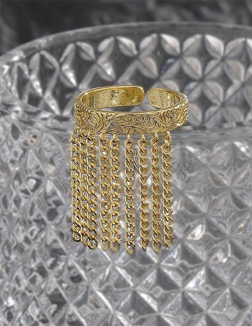 Широкое кольцо с длинной бахромой из цепочек Z65767