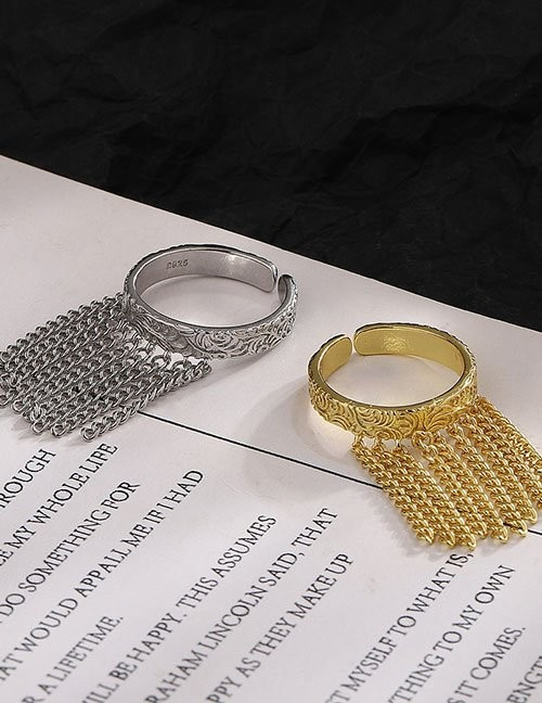 Широкое кольцо с длинной бахромой из цепочек Z65767