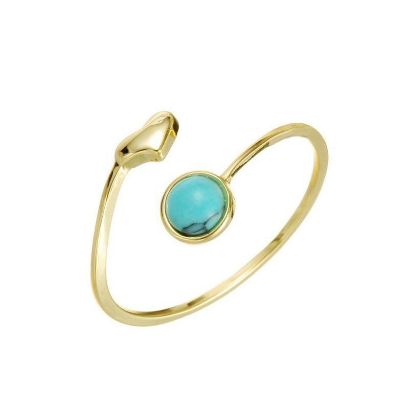 Разомкнутое кольцо с россыпью цветных камней и золотистым напылением CJG49659