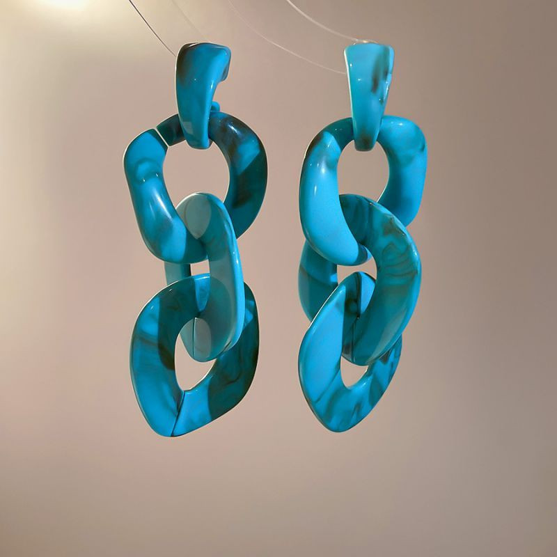 Массивные серьги-цепи из матового акрила в бежево-коричневых тонах CJP44924 Массивные серьги-цепи из матового акрила в бежево-коричневых тонах CJP44924