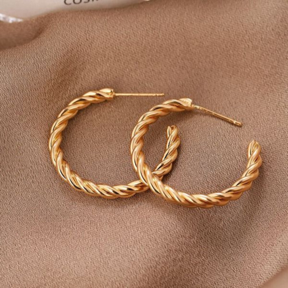 Серьги-кольца с витым плетением CJH45447