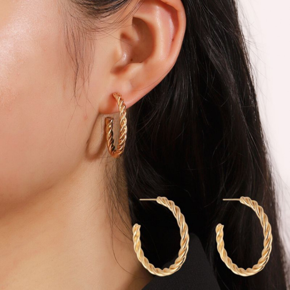Серьги-кольца с витым плетением CJH45447