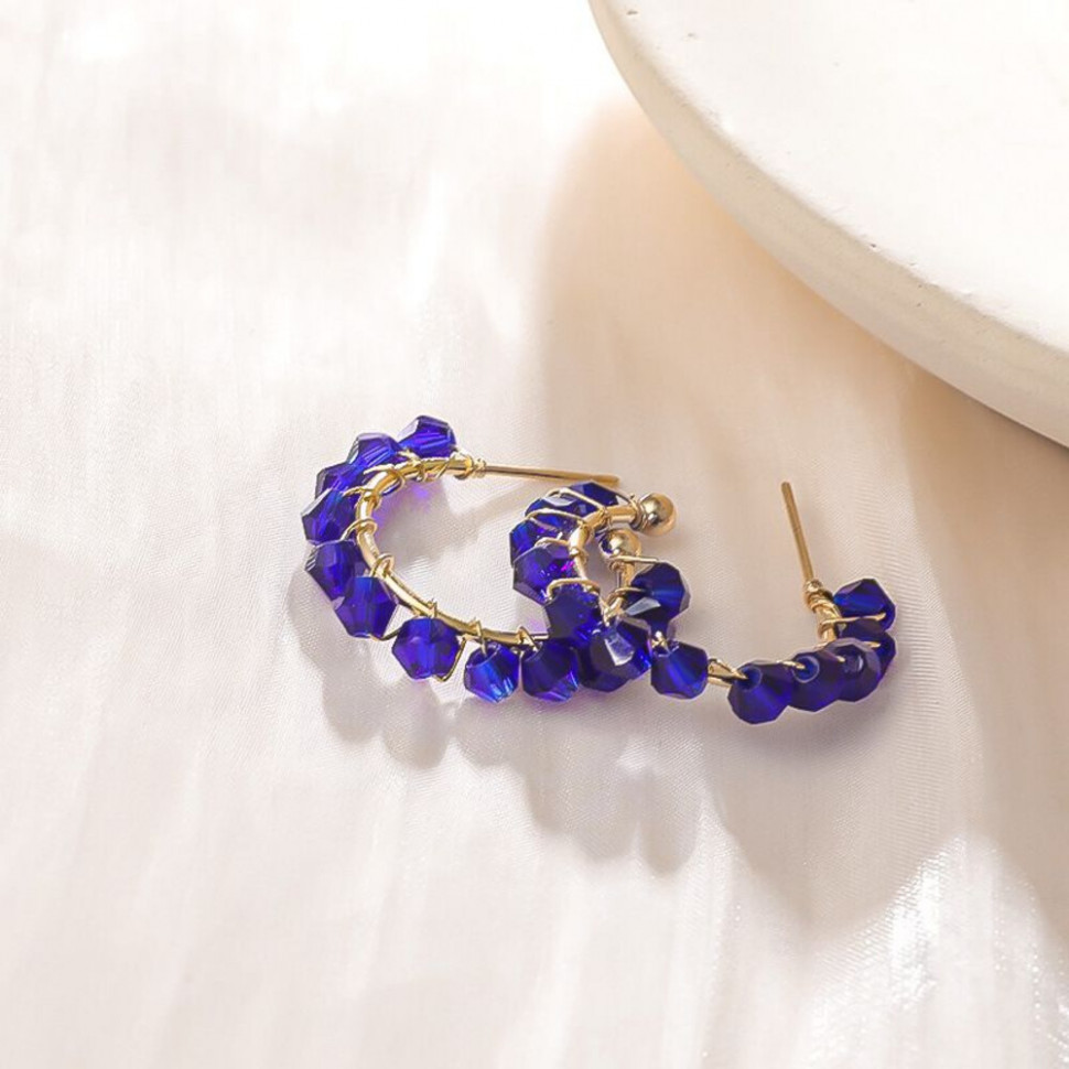 Серьги-кольца с гранеными кристаллами CJH51011 Серьги-кольца с гранеными кристаллами CJH51011