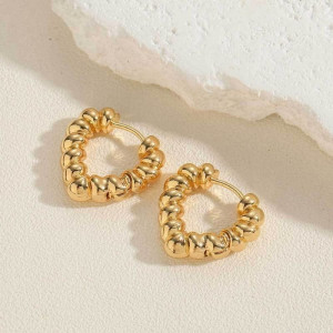 Серьги-кольца сердца фактурные CJC58246 Серьги-кольца сердца фактурные CJC58246