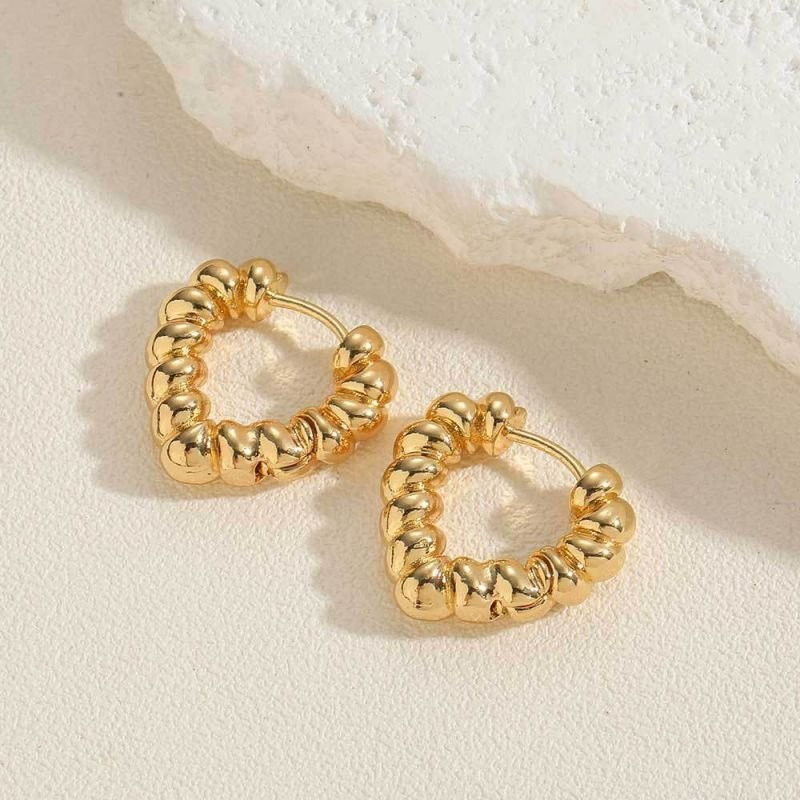 Серьги-кольца сердца фактурные CJC58246