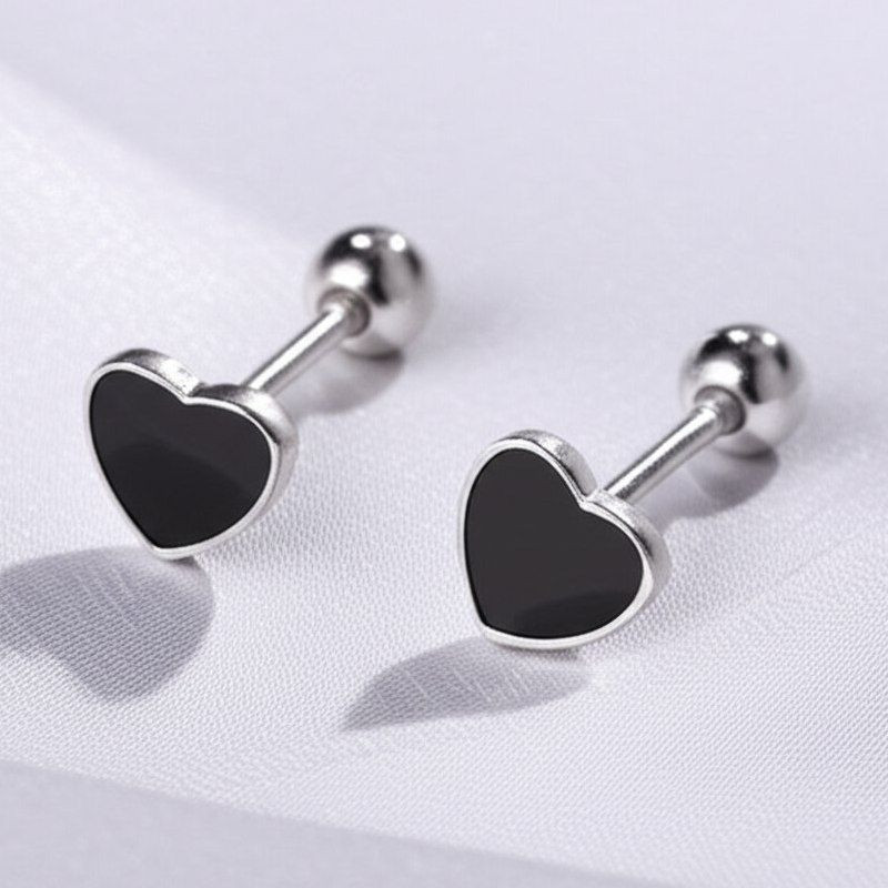 Серьги медь с напылением платиной сердце 1J11951CJJ