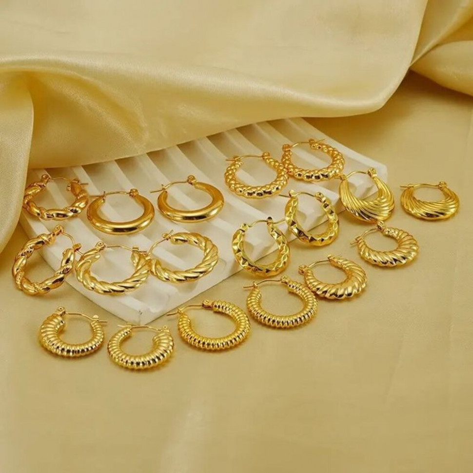 Стальные серьги-булавка с напылением золотом закрученный круг J10281CJJ Стальные серьги-булавка с напылением золотом закрученный круг J10281CJJ