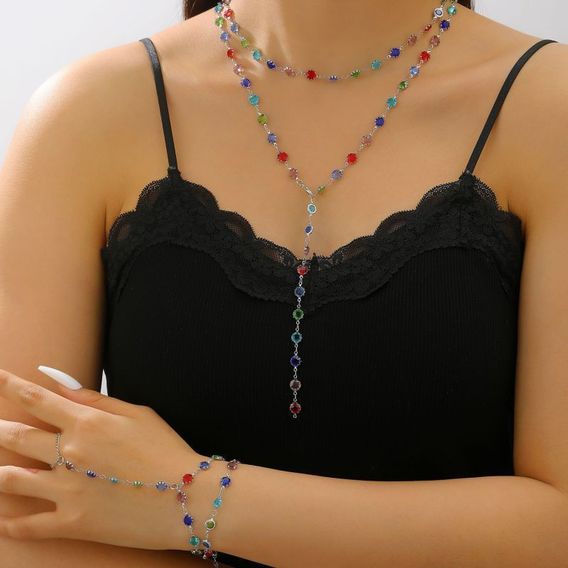 Браслет слейв радужное созвездие с разноцветными камнями